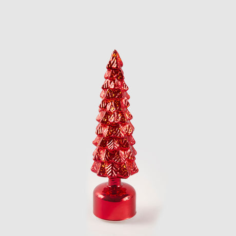 Pino Twist EDG in vetro rosso con luci LED e movimento 35x9,5 cm