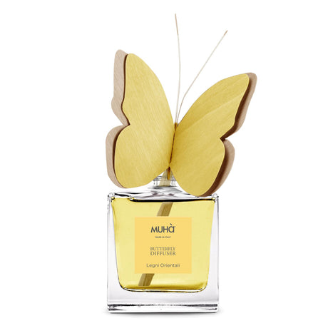 Diffusore a bastoncini Muha Butterfly 50 ml con decoro farfalla in vetro