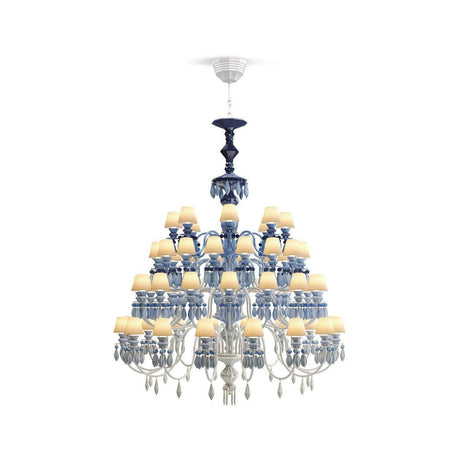 Lampadario Belle de Nuit Lladrò in porcellana blu 175x110 cm