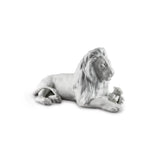 Scultura Leone con Cucciolo Lladrò in porcellana bianca opaca 21x44 cm