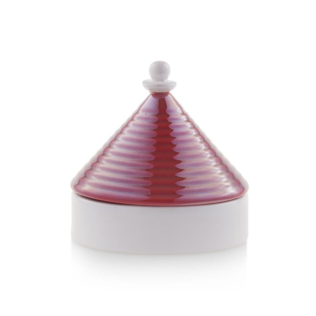 Scatola Trullo Pugliese Emò Italia in ceramica con coperchio rosso 9 cm