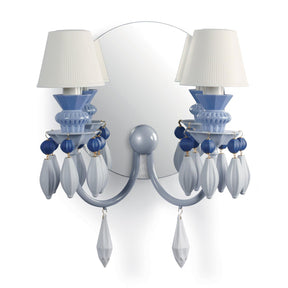 Applique Belle de Nuit Lladrò in porcellana azzurra 34x27 cm