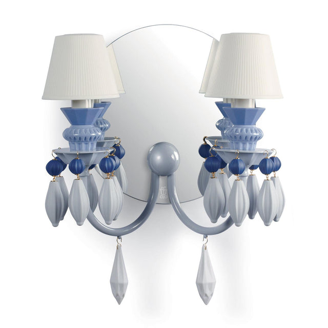 Applique Belle de Nuit Lladrò in porcellana azzurra 34x27 cm