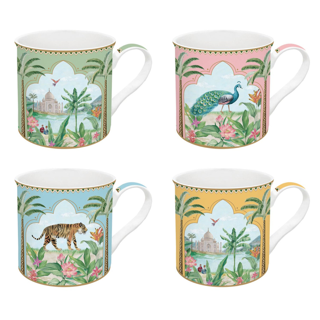 Set 4 tazze mug Paradise Sauvage Easy Life in porcellana 300 ml