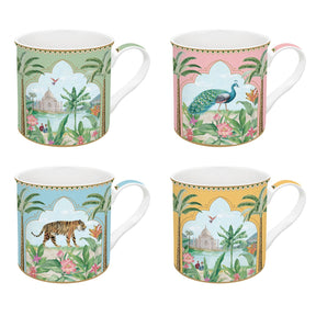 Set 4 tazze mug Paradise Sauvage Easy Life in porcellana 300 ml