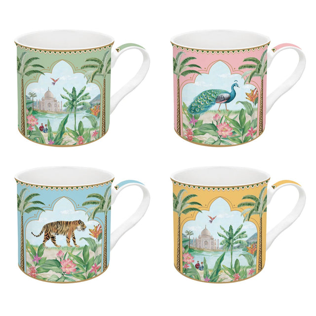 Set 4 tazze mug Paradise Sauvage Easy Life in porcellana 300 ml