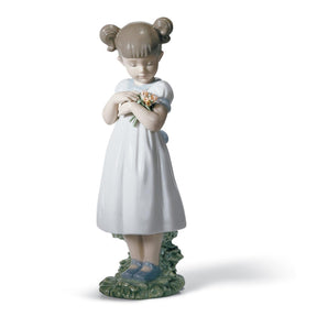 Statuina Bimba Fiori per la Mamma Lladrò in porcellana colori pastello 21x7 cm