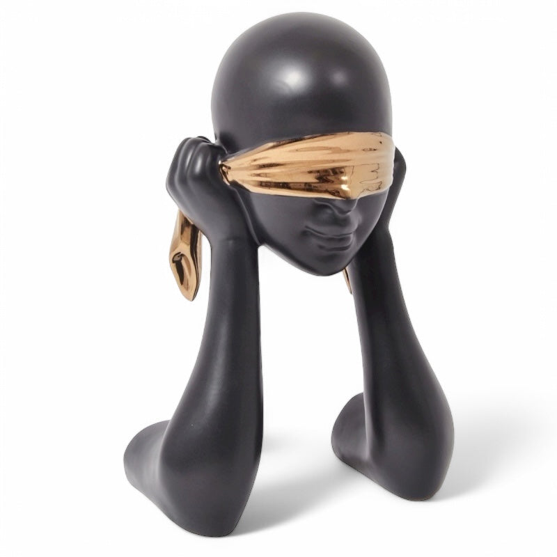 Scultura donna bendata Surprise Drimmer in ceramica lucida 50 cm