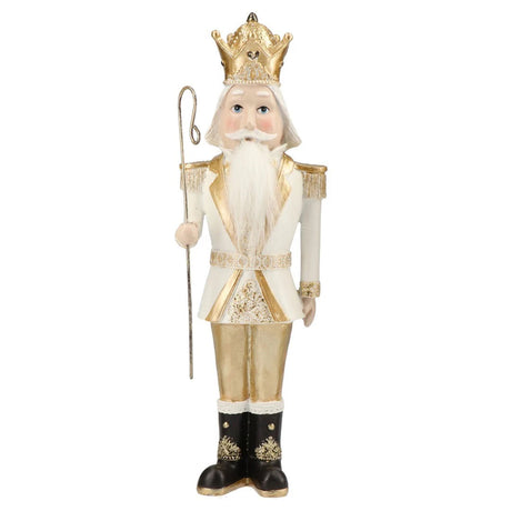 Schiaccianoci di Natale Timstor in poliresina bianco e oro 30,5 cm