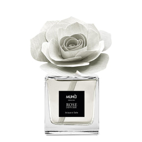 Diffusore a bastoncini Muha Rosa con fiore decorativo fragranza Acqua e Sale