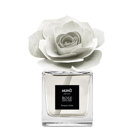 Diffusore a bastoncini Muha Rosa con fiore decorativo fragranza Acqua e Sale
