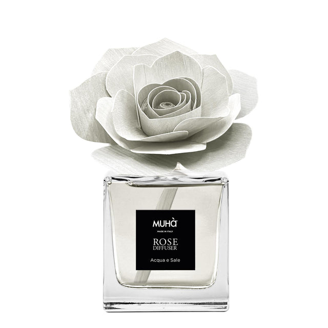 Diffusore a bastoncini Muha Rosa con fiore decorativo fragranza Acqua e Sale