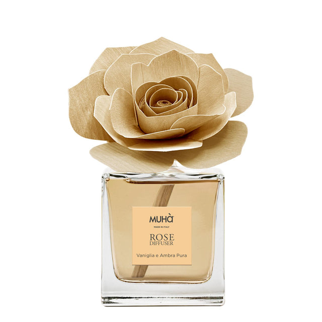 Diffusore a bastoncino Muha Rosa in vetro con fiore decorativo 100 ml