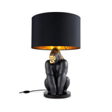 Lampada Gorilla Lladrò in porcellana nera opaca e dettagli oro 63x40 cm