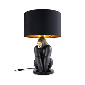 Lampada Gorilla Lladrò in porcellana nera opaca e dettagli oro 63x40 cm