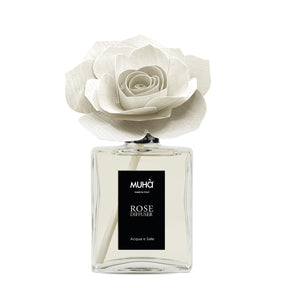 Diffusore a bastoncini Muhà con rosa decorativa fragranza Acqua e Sale 200 ml
