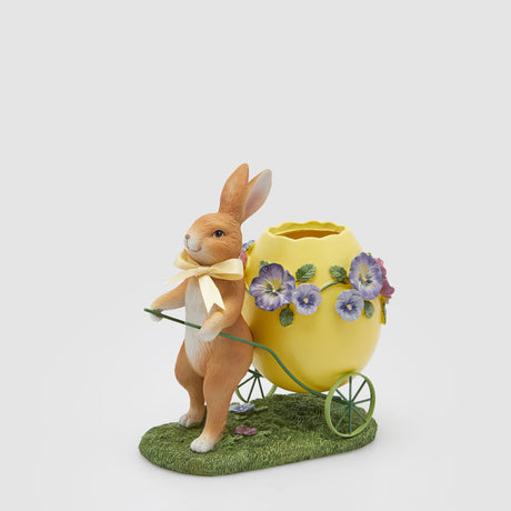 Vaso uovo con coniglio EDG in poliresina bianca 24 cm