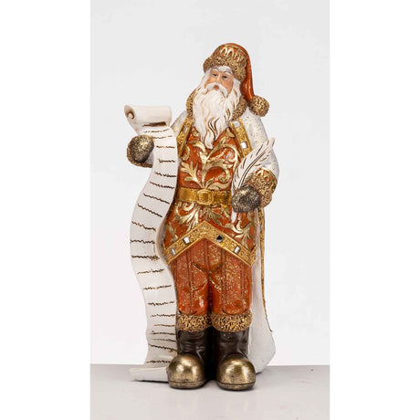 Statuina Babbo Natale con lista Noel in resina decorazione 24 cm