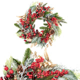 Ghirlanda natalizia Bianchi Dino con bacche oro e rosso 46 cm