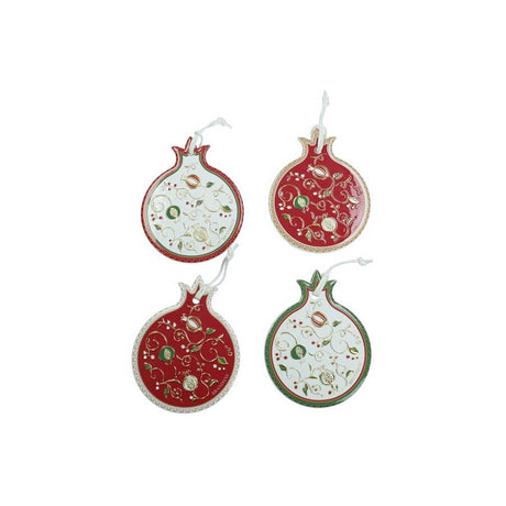 Set 4 sottopentola natalizi Brandani in ceramica e sughero 9x12 cm