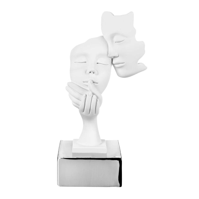 Scultura volti Bongelli Preziosi in marmorino con base argento 20 cm