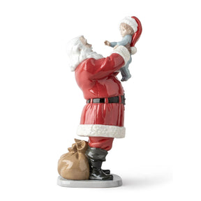 Scultura Babbo Natale Lladrò in porcellana lucida rossa 38x13 cm