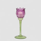 Portacandela Tulipano EDG in vetro viola altezza 22 cm