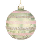 Sfera di Natale Bizzotto in vetro verde decorata diametro 10 cm