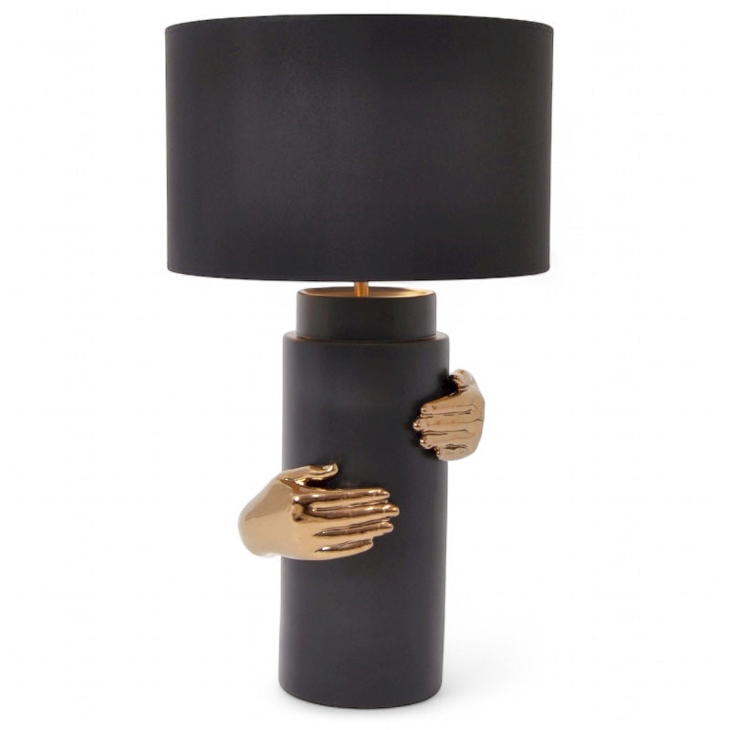 Lampada da tavolo Femina Drimmer in ceramica nero e oro 70x40 cm