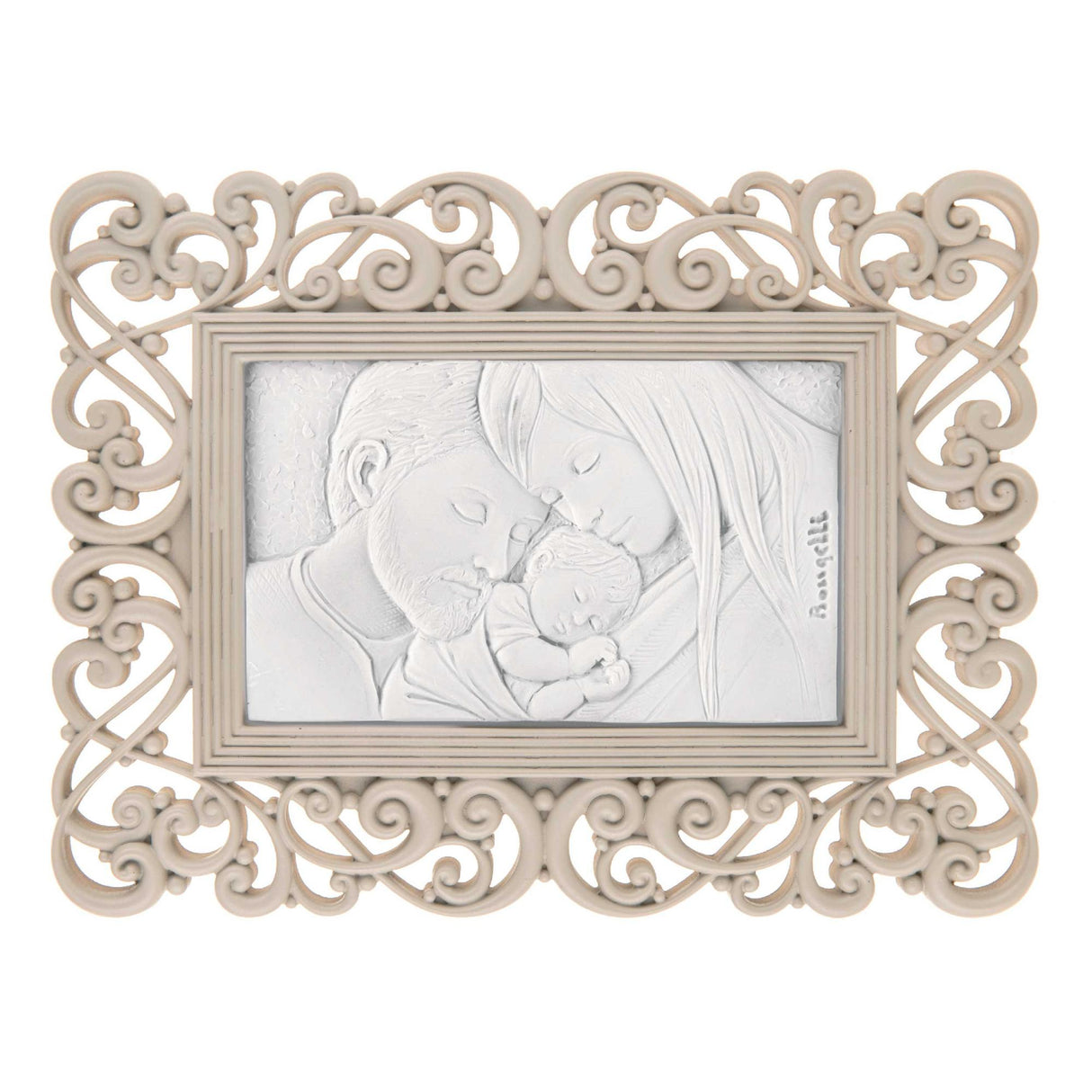 Portafoto Sacra Famiglia Bongelli Preziosi in marmorino 17x13 cm