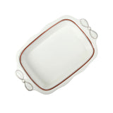 Pirofila rettangolare Brandani in porcellana bianca con bordo rosso 29,5 cm