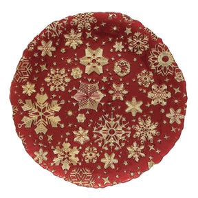 Piatto natalizio Easy Life in vetro rosso con decori oro 33 cm