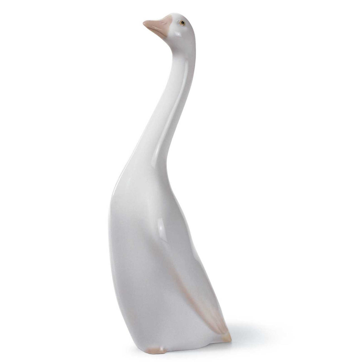 Scultura oca Lladrò in porcellana bianca finitura brillante 19x6x7 cm