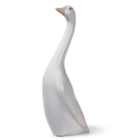 Scultura oca Lladrò in porcellana bianca finitura brillante 19x6x7 cm