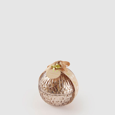 Candela profumata sfera EDG in cera color champagne 8 cm
