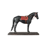 Scultura cavallo Purosangue Lladrò in porcellana opaca nera e dettagli rossi