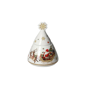 Zuccheriera Christmas Brandani in porcellana con decori natalizi 14x10,5 cm