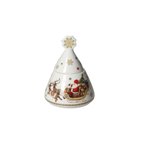Zuccheriera Christmas Brandani in porcellana con decori natalizi 14x10,5 cm