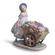 Statuina Bimba con Carriola di Fiori Lladrò in porcellana 23x23 cm