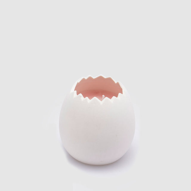 Candela profumata uovo EDG in ceramica rosa e bianca 8x8 cm