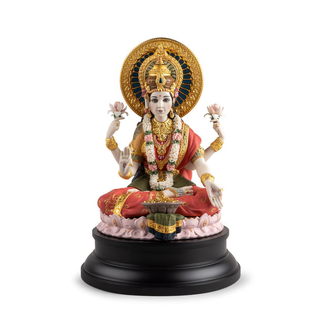 Statuina Dea Lakshmi Lladrò in porcellana opaca 41x27 cm edizione limitata