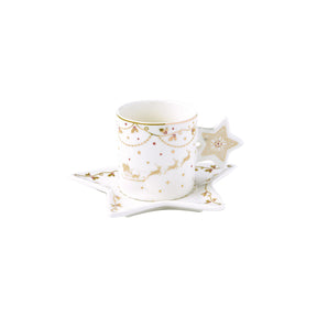 Tazza da the con piattino Easy Life in porcellana decoro natalizio 175 ml