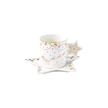 Tazza da the con piattino Easy Life in porcellana decoro natalizio 175 ml