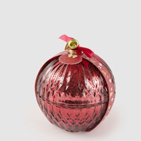 Candela profumata sfera di Natale EDG in cera rossa 13 cm