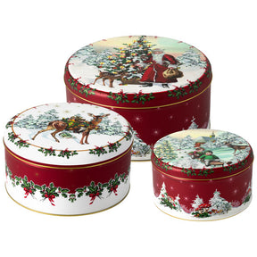 Set 3 scatole dolci Villeroy & Boch Winter Collage in metallo decorato