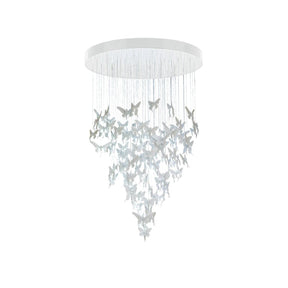 Lampada a sospensione Niagara Lladrò in porcellana con fibra ottica 185x110 cm