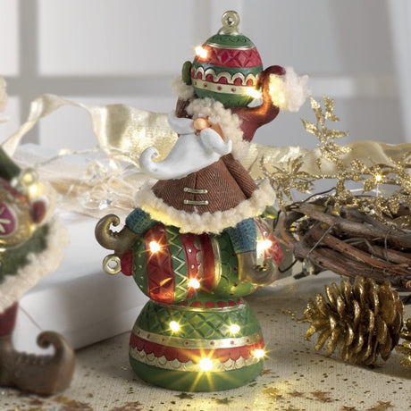 Decorazione Babbo Natale Mascagni Casa in resina con luci LED 13x26 cm