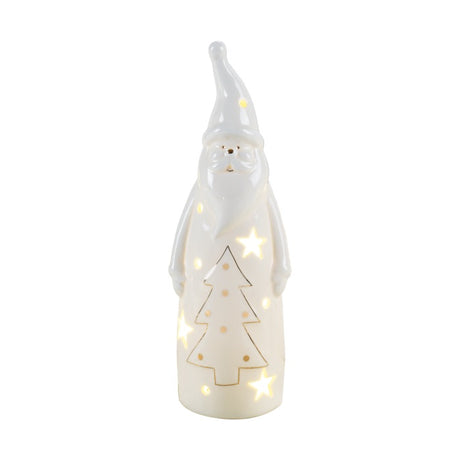 Babbo Natale Mascagni Casa in porcellana bianca con LED 21 cm