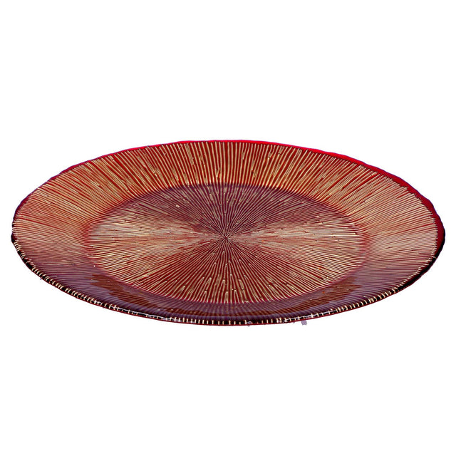 Vassoio centrotavola Rituali Domestici in vetro rosso e oro 33 cm