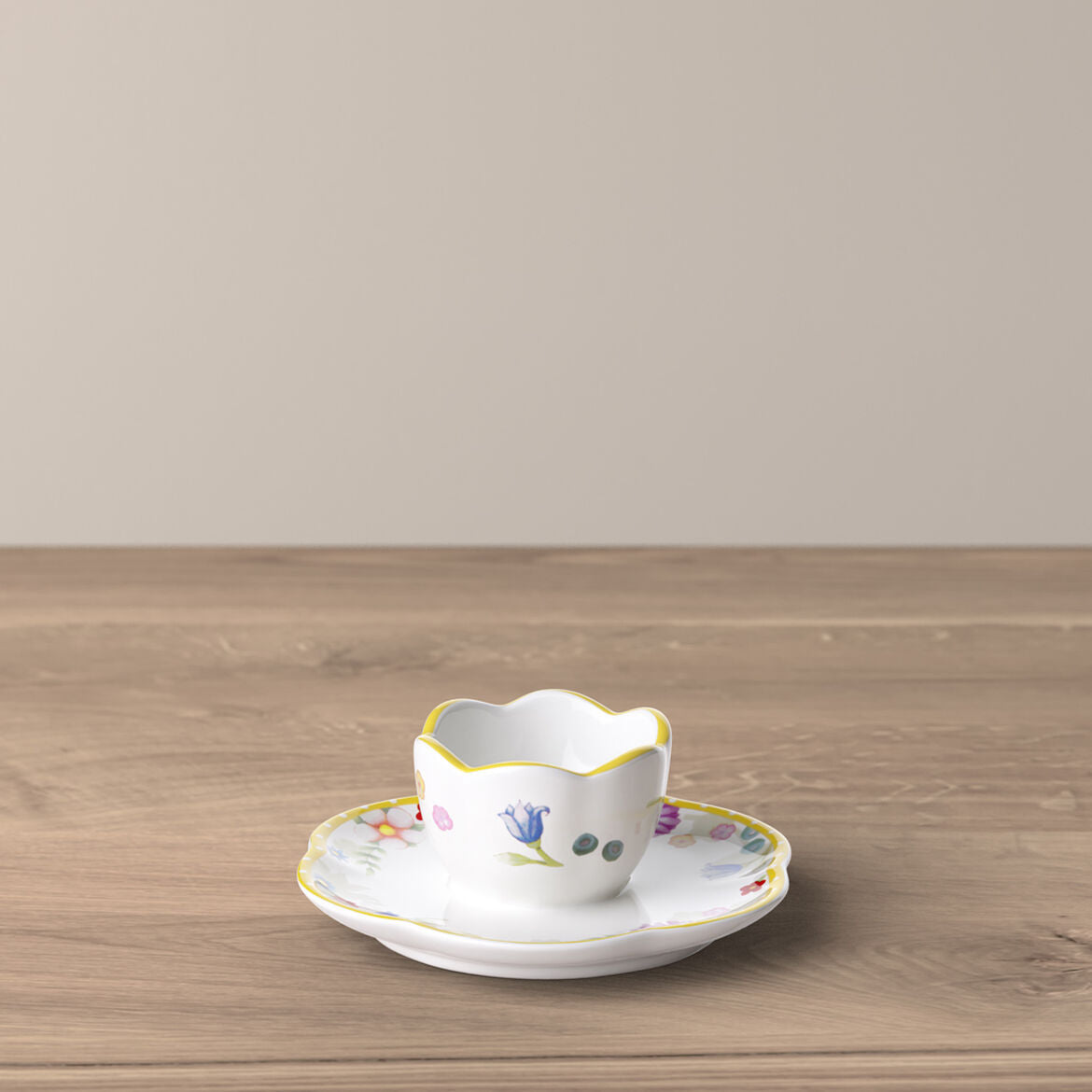 Portauovo con piattino Villeroy & Boch in porcellana decoro floreale 10 cm